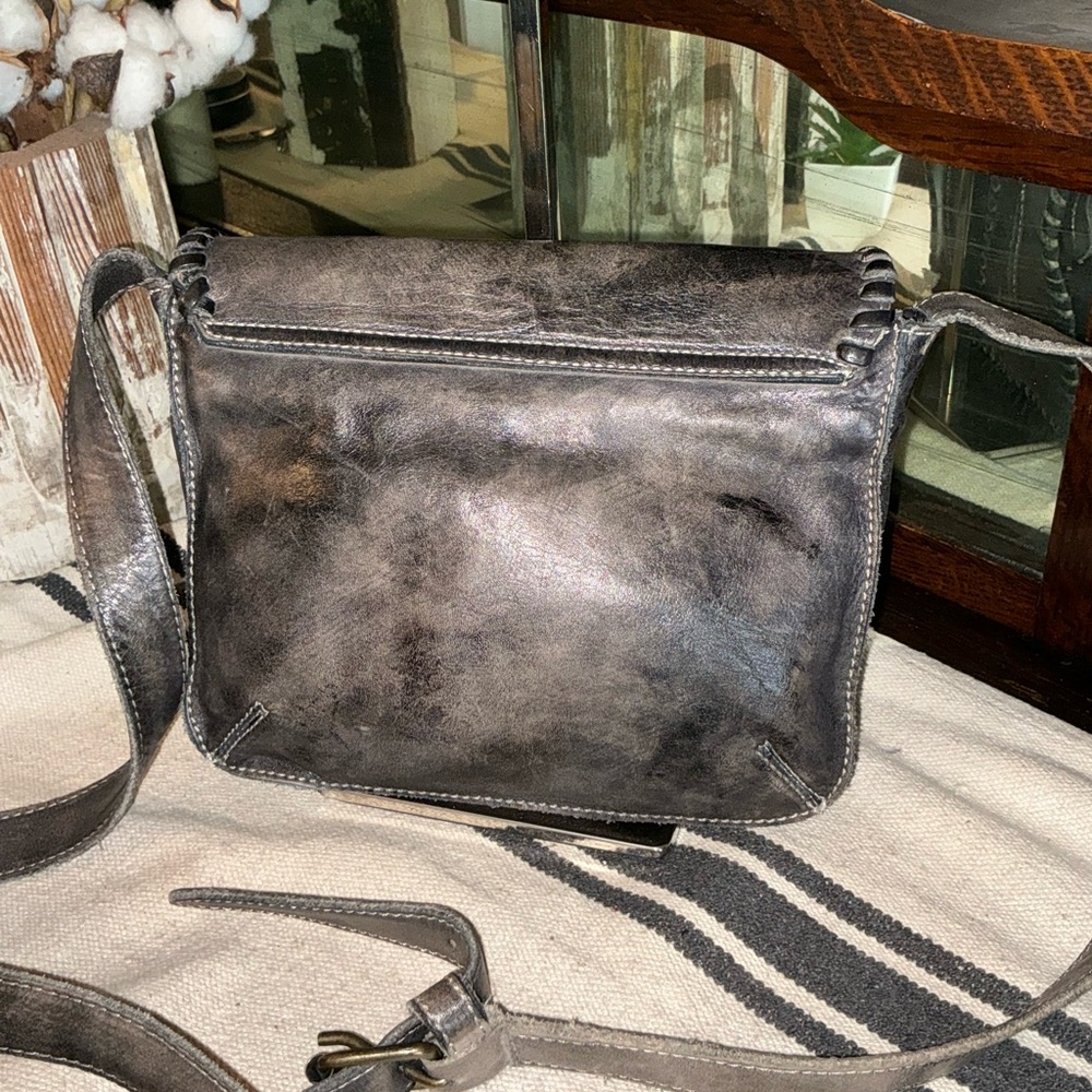 Bed Stu Leather Frankie Crossbody Bag Black Rustic Brown Retail $175 - Picture 2 of 15